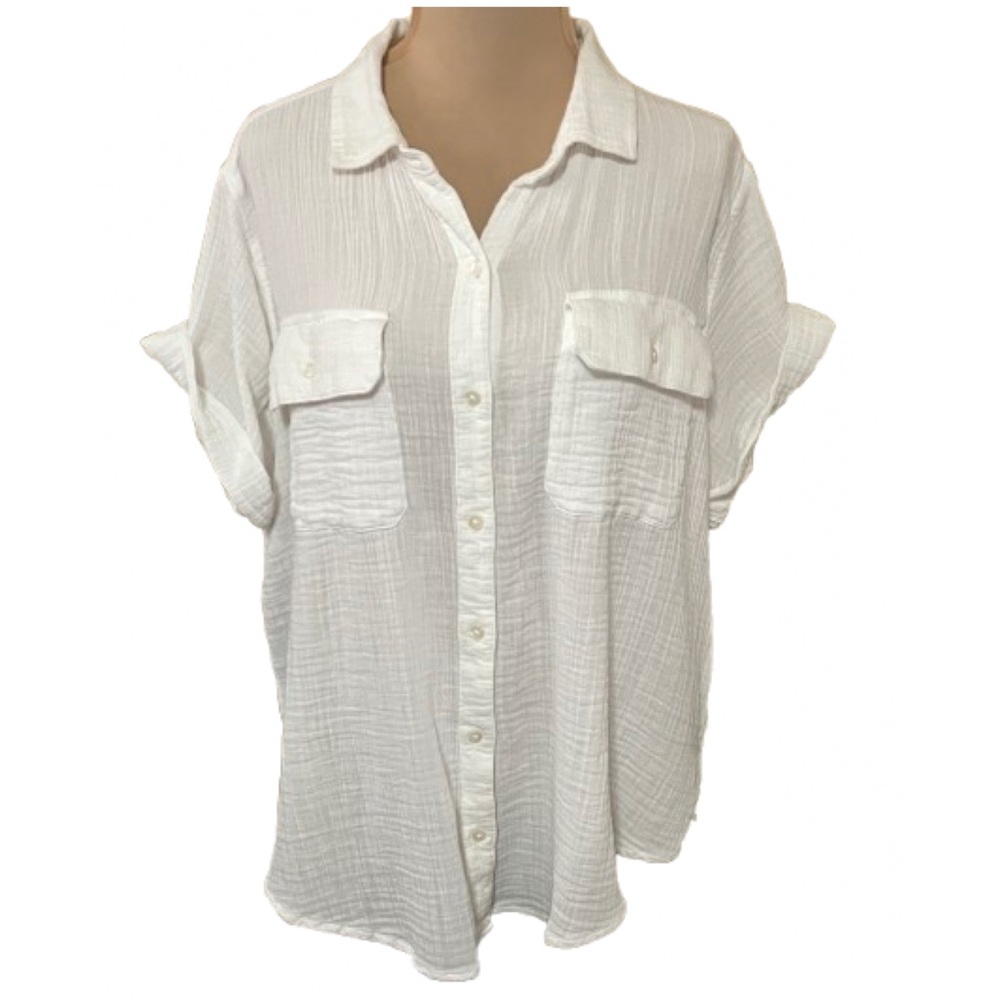 a.n.a Off-White NWT Casual Cotton Boho Button-Up Shirt XL Lightweight Cottage - Picture 13 of 13